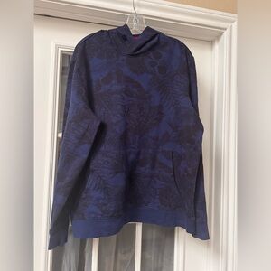 Robert Graham Tropic Thunder Blue Printed Cotton Pullover Hoodie